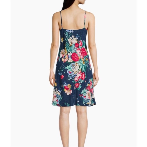 Johnny Was 100% silk slip midi dress in navy blue floral NWT - Picture 5 of 10